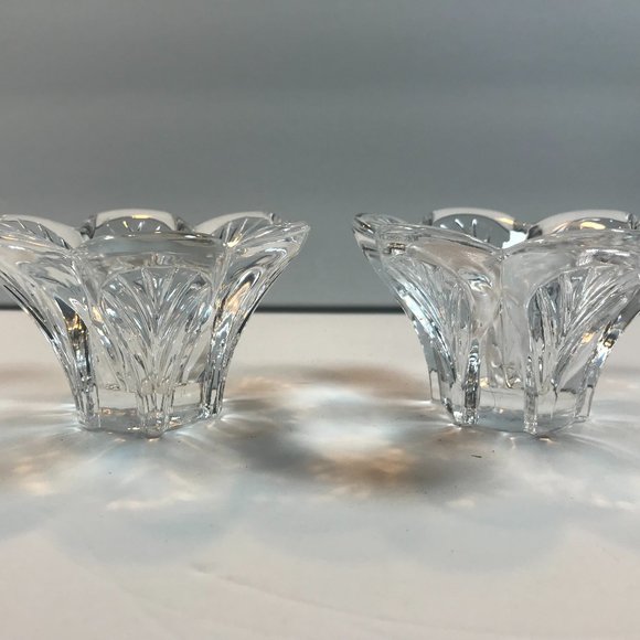 Vintage Crystal D' Arques, 24% lead crystal Flower Petal Candel Stick Holders - Picture 1 of 7